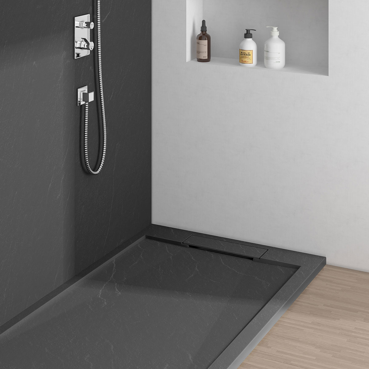 Поддон для душа из искусственного камня VST-4SRL8012A,1200*800*25, антрацит - Gidratop.ru изображение
