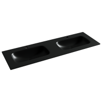 Раковина накладная мебельная CERAMICANOVA Grace прямоугольная 1410x457x137 с двумя чашами и отверстиями под смеситель цвет черный матовый CN7022MB - Gidratop.ru изображение