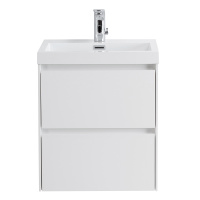 PIETRA MINI База под раковину подвесная с двумя выкатными ящиками PIETRA MINI-500-2C-SO-BL, Bianco Lucido 494x395x535 - Gidratop.ru изображение