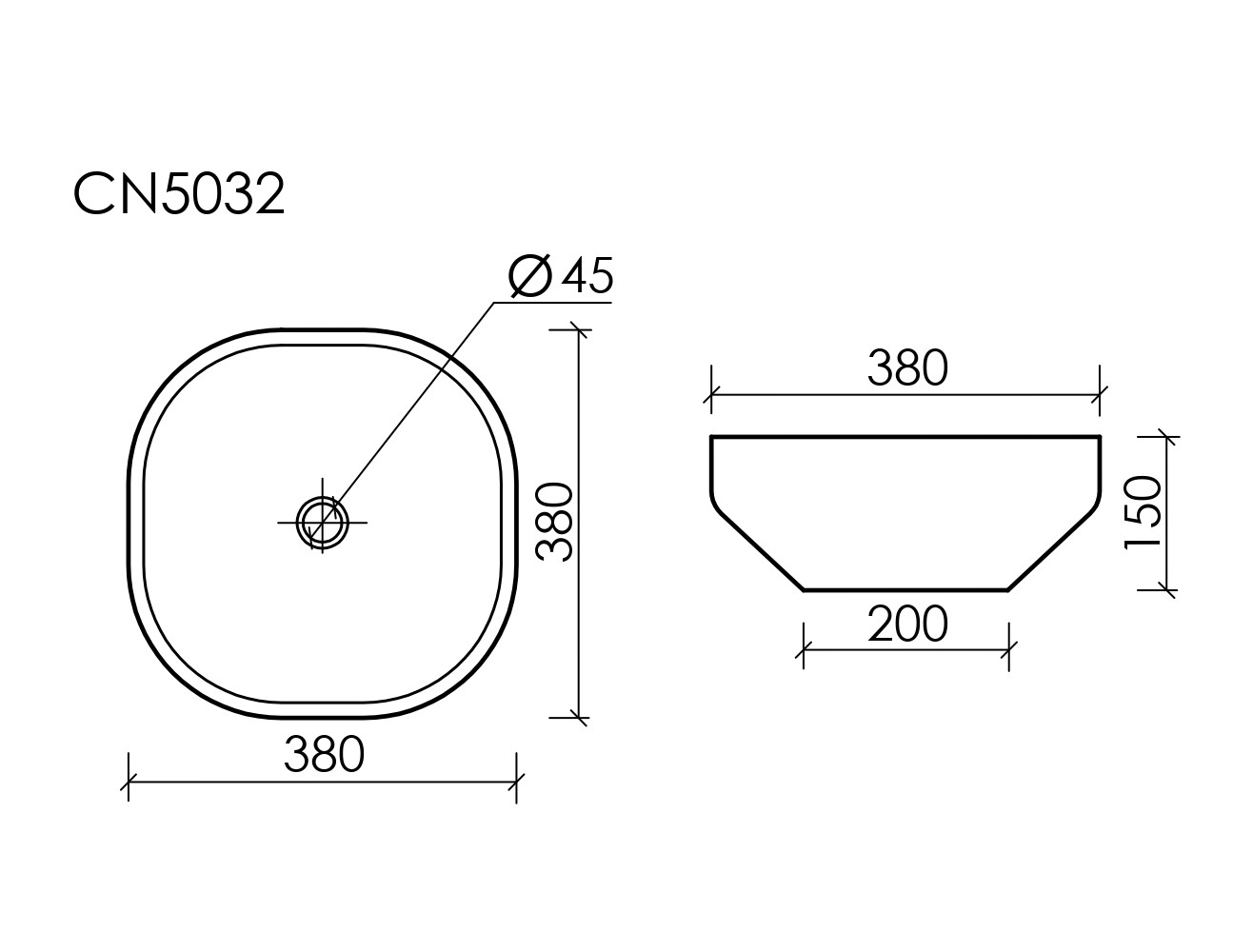 Умывальник чаша накладная квадратная Element 380x380x150мм - Gidratop.ru изображение