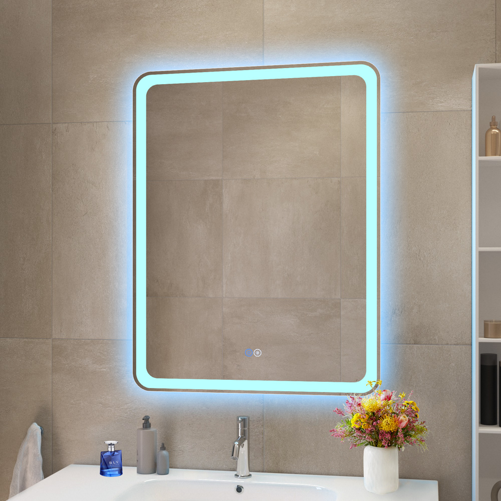 MULTICOLORE Зеркало со встроенной разноцветной подсветкой RGB и сенсорным выключателем CZR-SPC-MC-600-800-RGB-TCH, 12V, 220-240V, 600x800x30 - Gidratop.ru изображение
