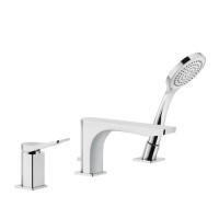 GESSI Rilievo смеситель на борт ванны на 3 отв, с убирающаяся душевой лейкой , цвет: хром - Gidratop.ru изображение
