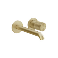 GESSI HABITO RIGATO смеситель для раковины настенный встраиваемый, однорычажный, цвет Brass Brushed PVD - Gidratop.ru изображение