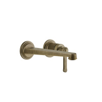 GESSI VENTI20 смеситель для раковины настенный, встраиваемый, однорычажный, излив 201 мм., внешняя часть, цвет Antique Brass - Gidratop.ru изображение