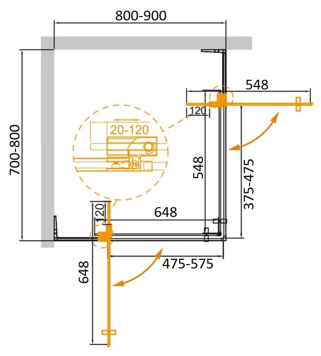 Душевой уголок CEZARES SLIDER-AH-2-70/80-80/90-BR-NERO - Gidratop.ru изображение