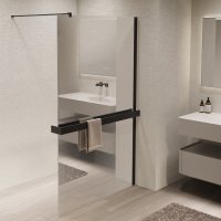 Душевая перегородка Walk-In VSW-1HR900MRB, 900*2000, черный, стекло зеркальное - Gidratop.ru изображение
