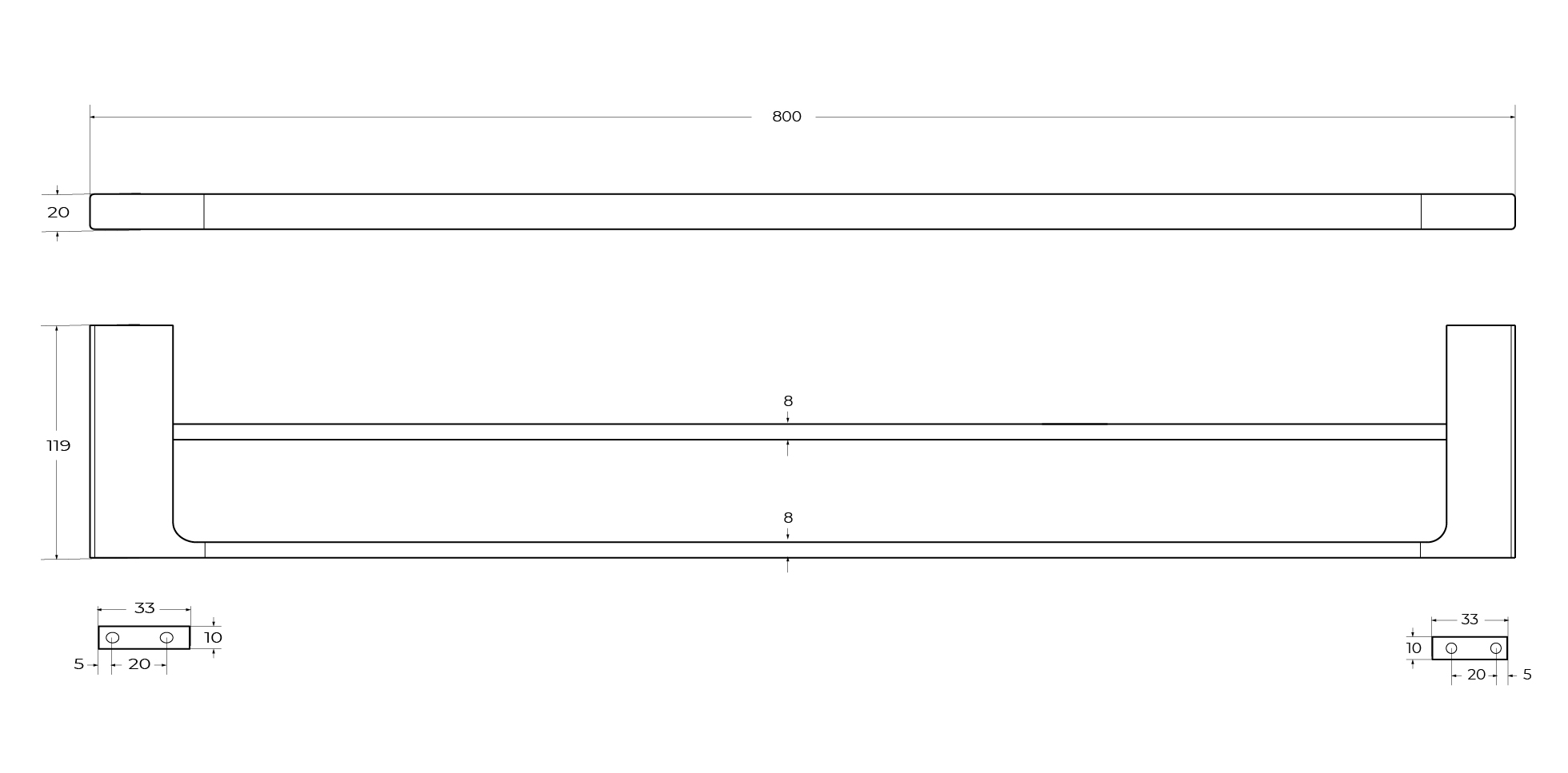 SLIDER-THD-80-GM Полотенцедержатель двойной 80 см, исполнение оружейная сталь - Gidratop.ru изображение