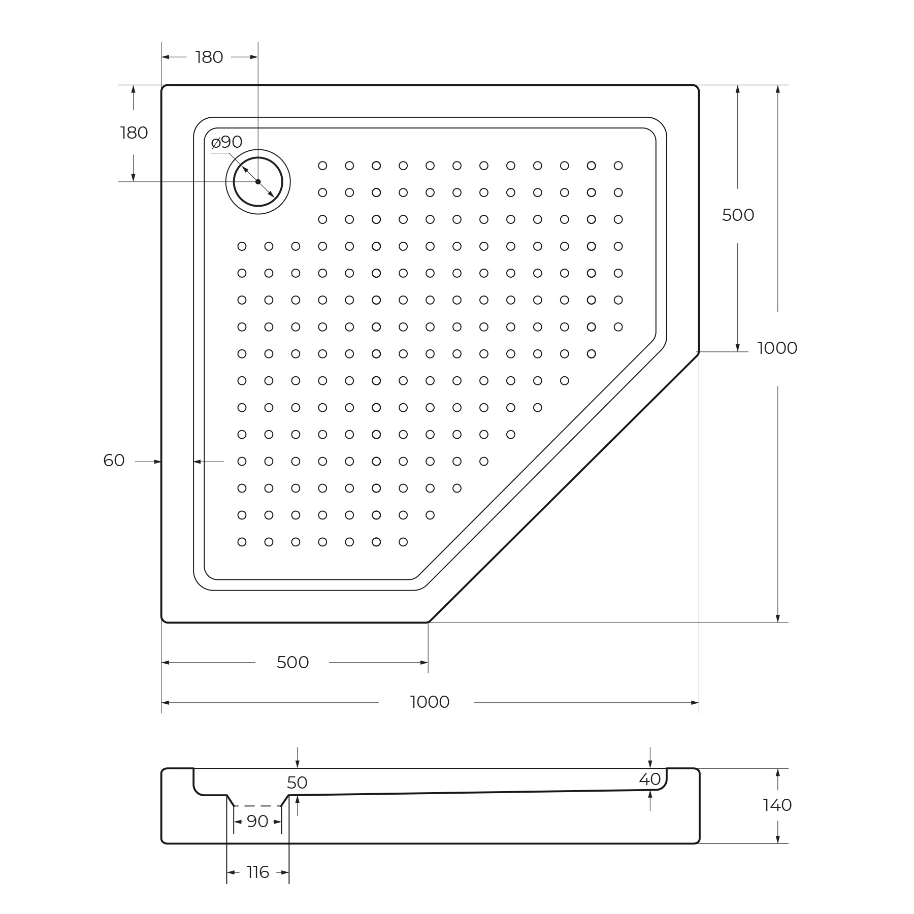 Акриловый поддон CEZARES TRAY-A-P-100-15-W - Gidratop.ru изображение
