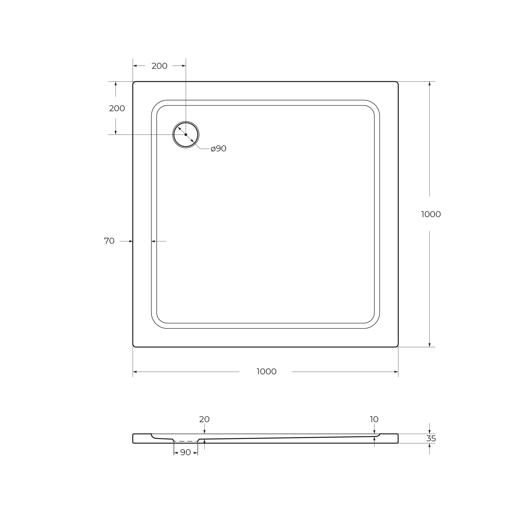 Поддон SMC CEZARES TRAY-M-A-100-35-W - Gidratop.ru изображение