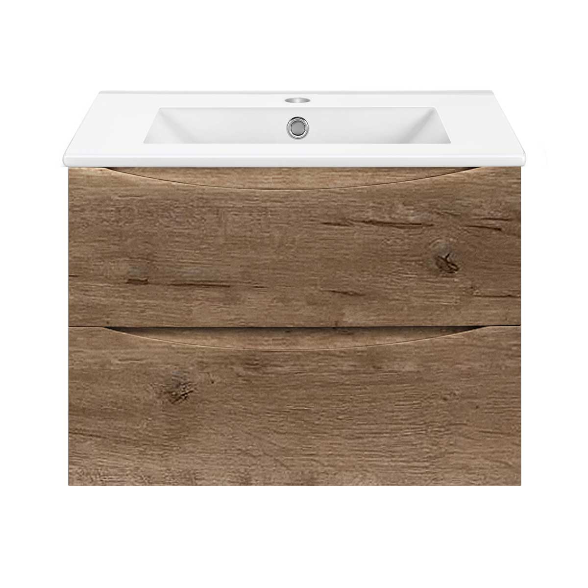 База под керамическую раковину Mia Slim 700 подвесная, 2 выкатных ящика soft close, V.Oak - Gidratop.ru изображение