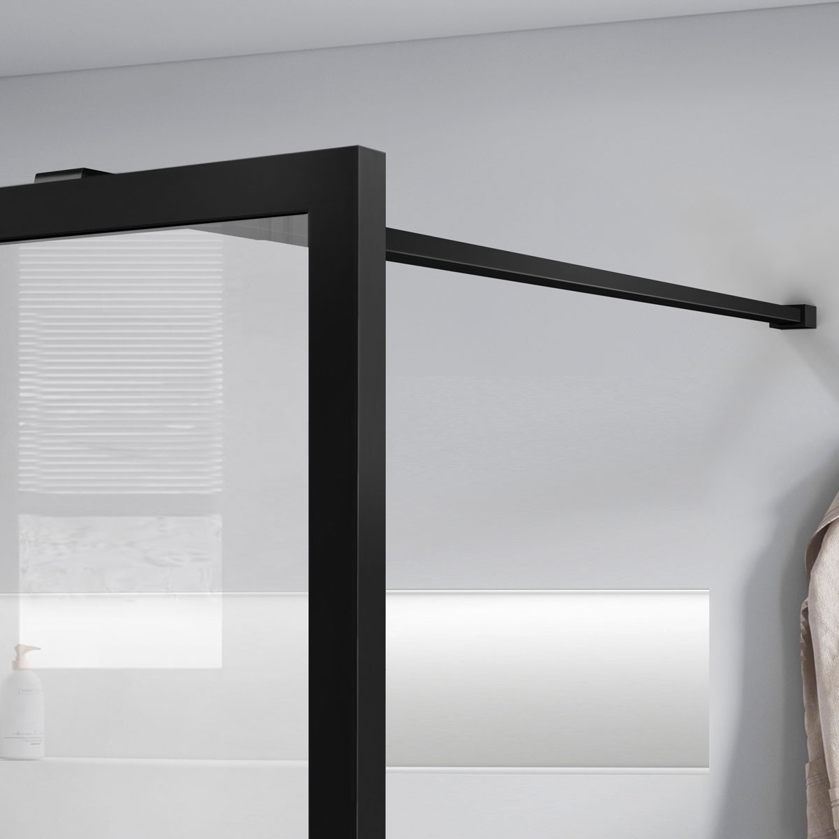 Душевая перегородка Walk-In VSW-1HC800CFB, 800*2000, черный, стекло прозрачное/рифленое - Gidratop.ru изображение