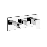 Gessi Rettangolo встраиваемый смеситель с изливом, подводом воды, держателем лейки и переключателем PULL(внешние части), цвет: хром - Gidratop.ru изображение