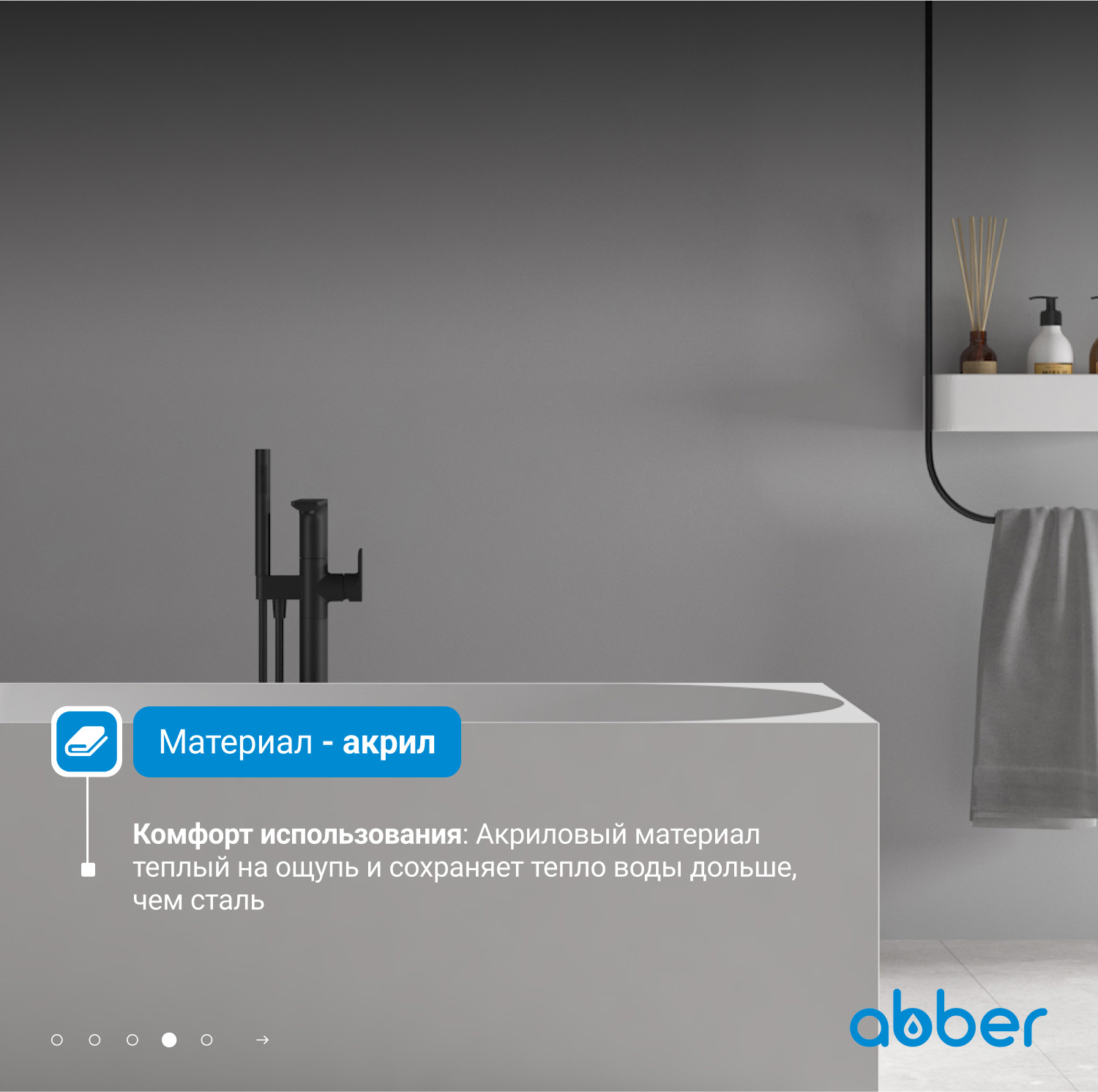 Акриловая ванна ABBER AB9281 белая - Gidratop.ru изображение