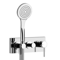 Gessi Emporio Via tortona внешние части для встр. однорычажного смесителя на 2 позиции с переключателем, подводом воды и держателем лейки, душевойлейк - Gidratop.ru изображение