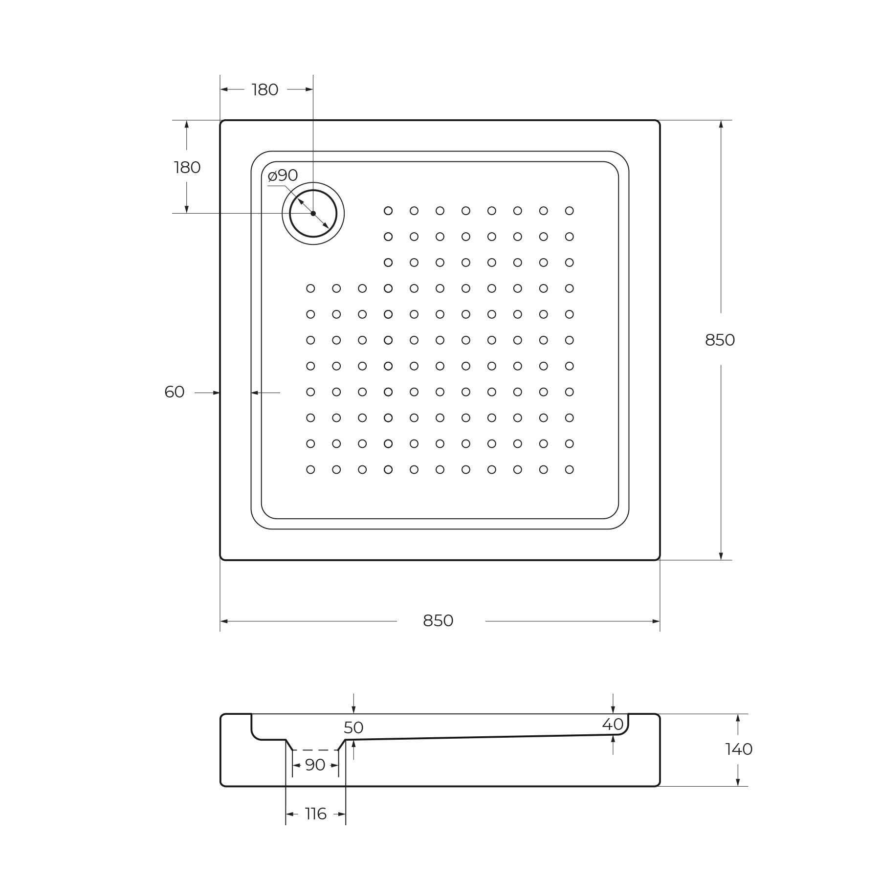 Акриловый поддон CEZARES TRAY-A-A-85-15-W - Gidratop.ru изображение