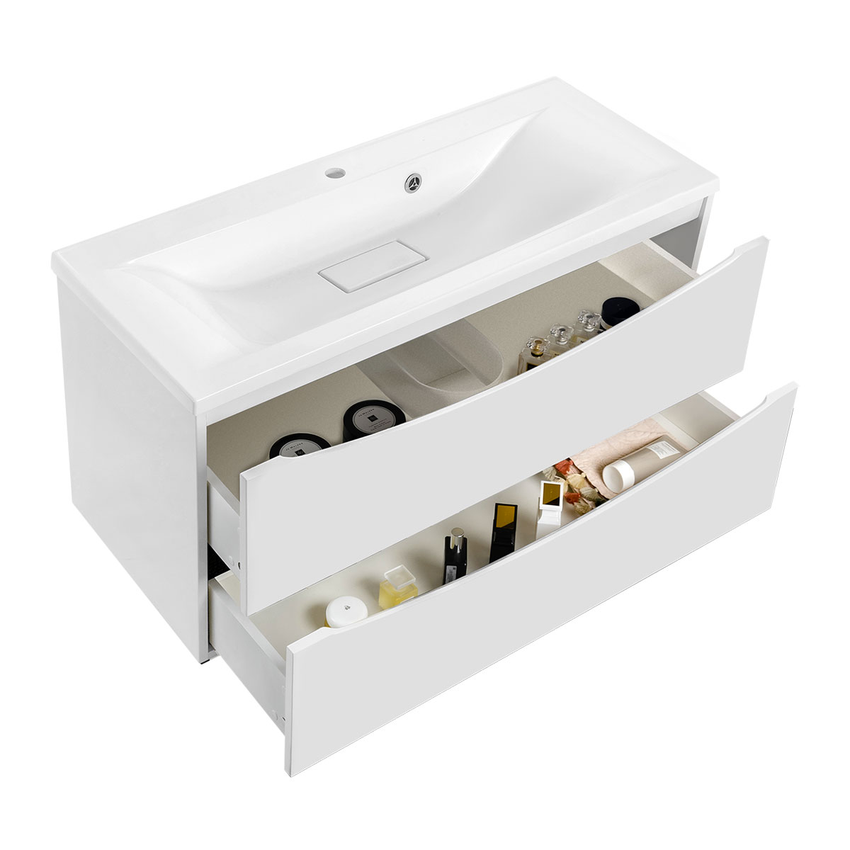 База под раковину Mia 900 подвесная, 2 выкатных ящика soft close, G.White - Gidratop.ru изображение