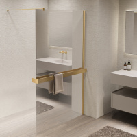 Душевая перегородка Walk-In VSW-1HR900MRG, 900*2000, матовый золотой, стекло зеркальное - Gidratop.ru изображение