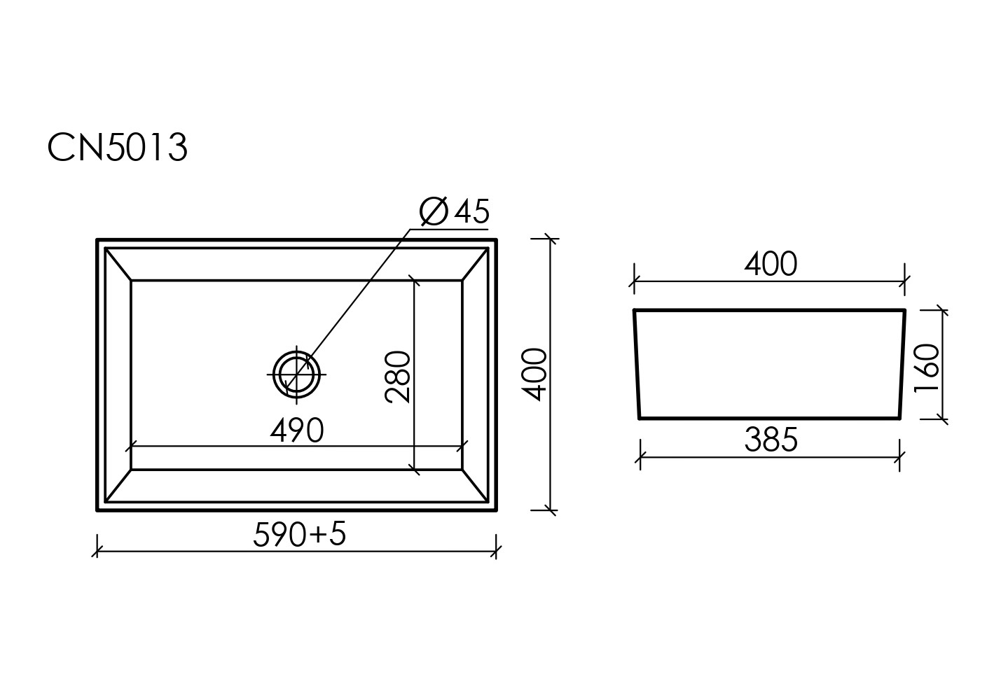 Умывальник чаша накладная прямоугольная Element 590x390x160мм - Gidratop.ru изображение