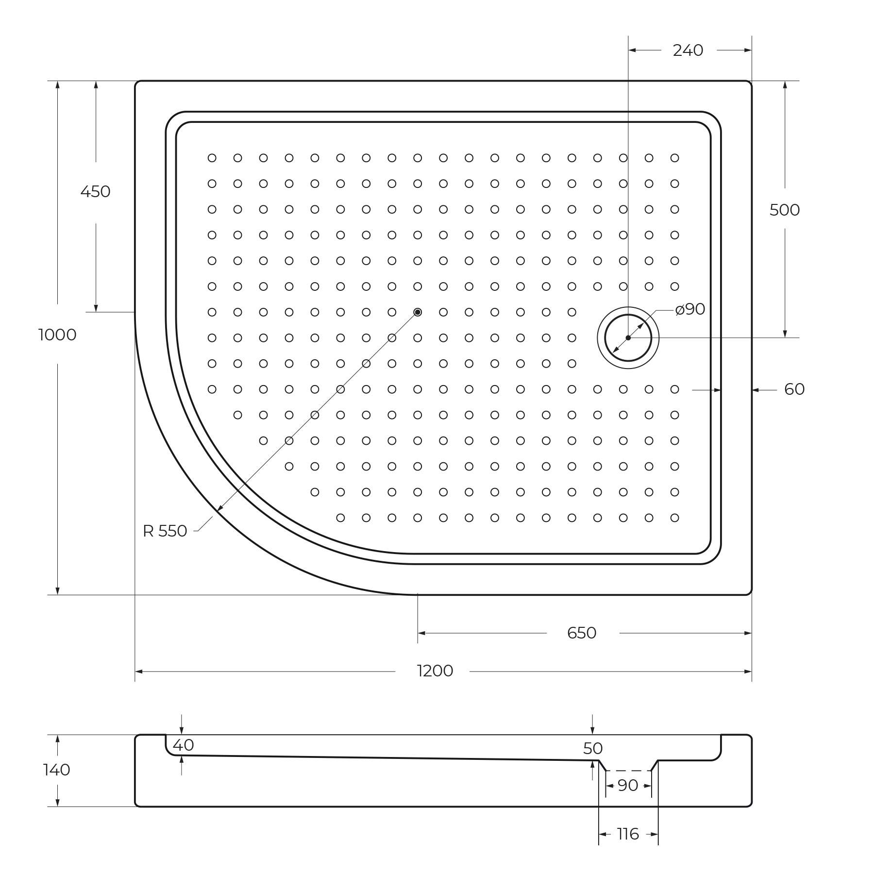 акриловый поддон CEZARES TRAY-A-RH-120/100-55-15-W-R - Gidratop.ru изображение