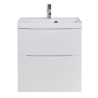 MARINO-H60 База под раковину подвесная с двумя выкатными ящиками, Bianco Lucido, 700x450x600, MARINO-H60-700-2C-SO-BL-P