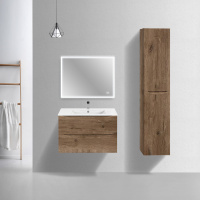 База под керамическую раковину Mia Slim 800 подвесная, 2 выкатных ящика soft close, V.Oak - Gidratop.ru изображение