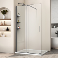 Душевая перегородка Walk-In VSW-1WSL120CLGM, 1200*2000, вороненая сталь, стекло прозрачное - Gidratop.ru изображение