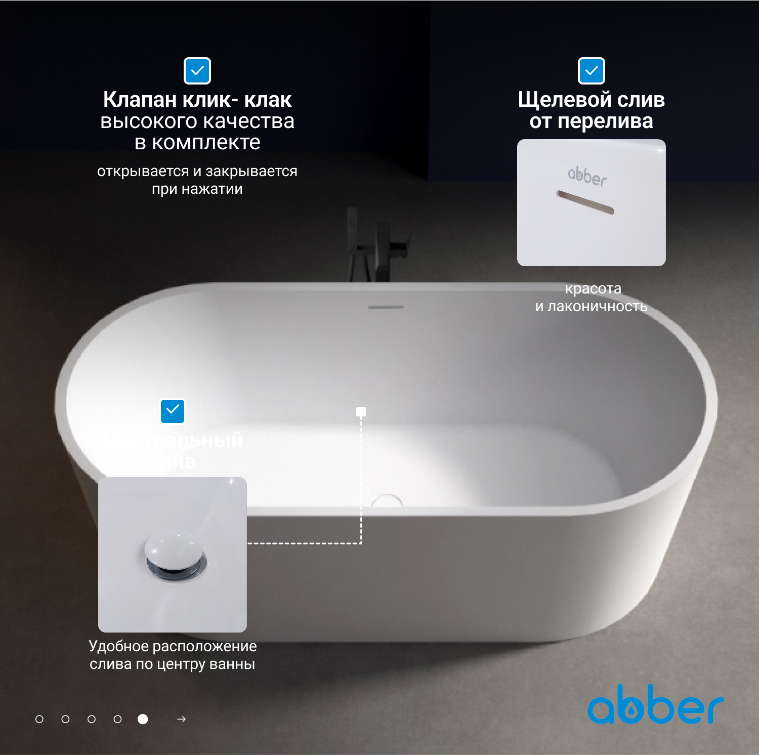 Акриловая ванна ABBER AB9209MW белая матовая - Gidratop.ru изображение