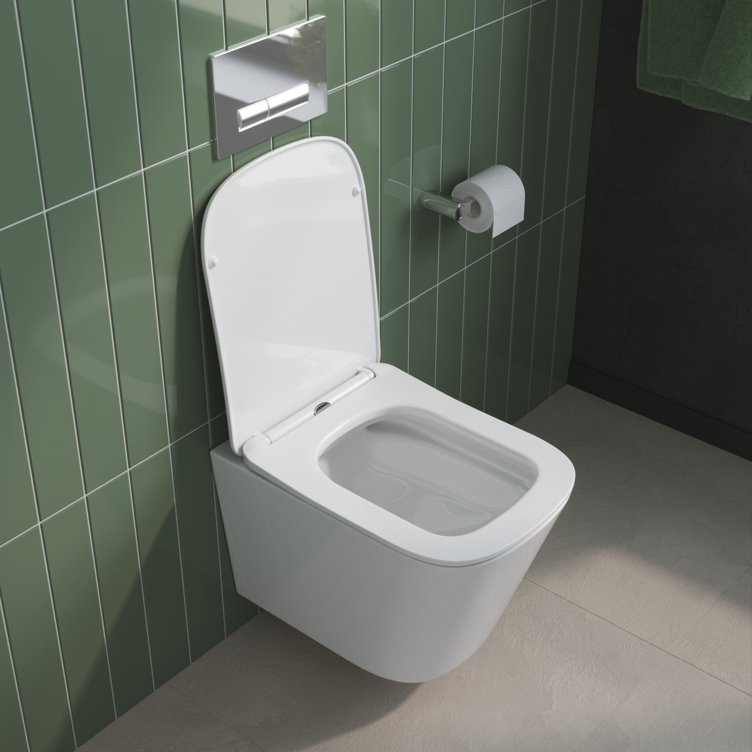 DUE 2.0 Унитаз подвесной безободковый с сиденьем дюропласт soft close BB7107CHR/SC - Gidratop.ru изображение