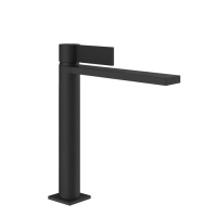 GESSI  INVERSO RIGATO смеситель для раковины средней длины с донным клапаном StopGo и соединительными шлангами, цвет: Matte Black - Gidratop.ru изображение