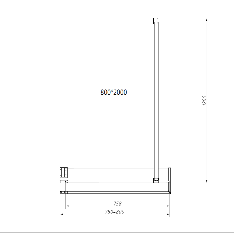 Душевая перегородка Walk-In HR VSW-4HR800CGB, 800*2000, черный, стекло тонированное - Gidratop.ru изображение