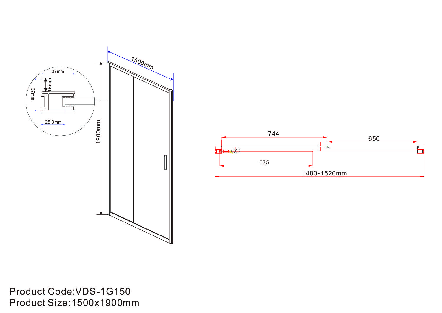 Душевая дверь Garda VDS-1G150CLG, 1500, брашированное золото, стекло прозрачное - Gidratop.ru изображение