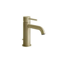 GESSI 316 смеситель для раковины на 1 отверстие с донным клапаном, излив 123мм, цвет: Brushed Brass PVD - Gidratop.ru изображение