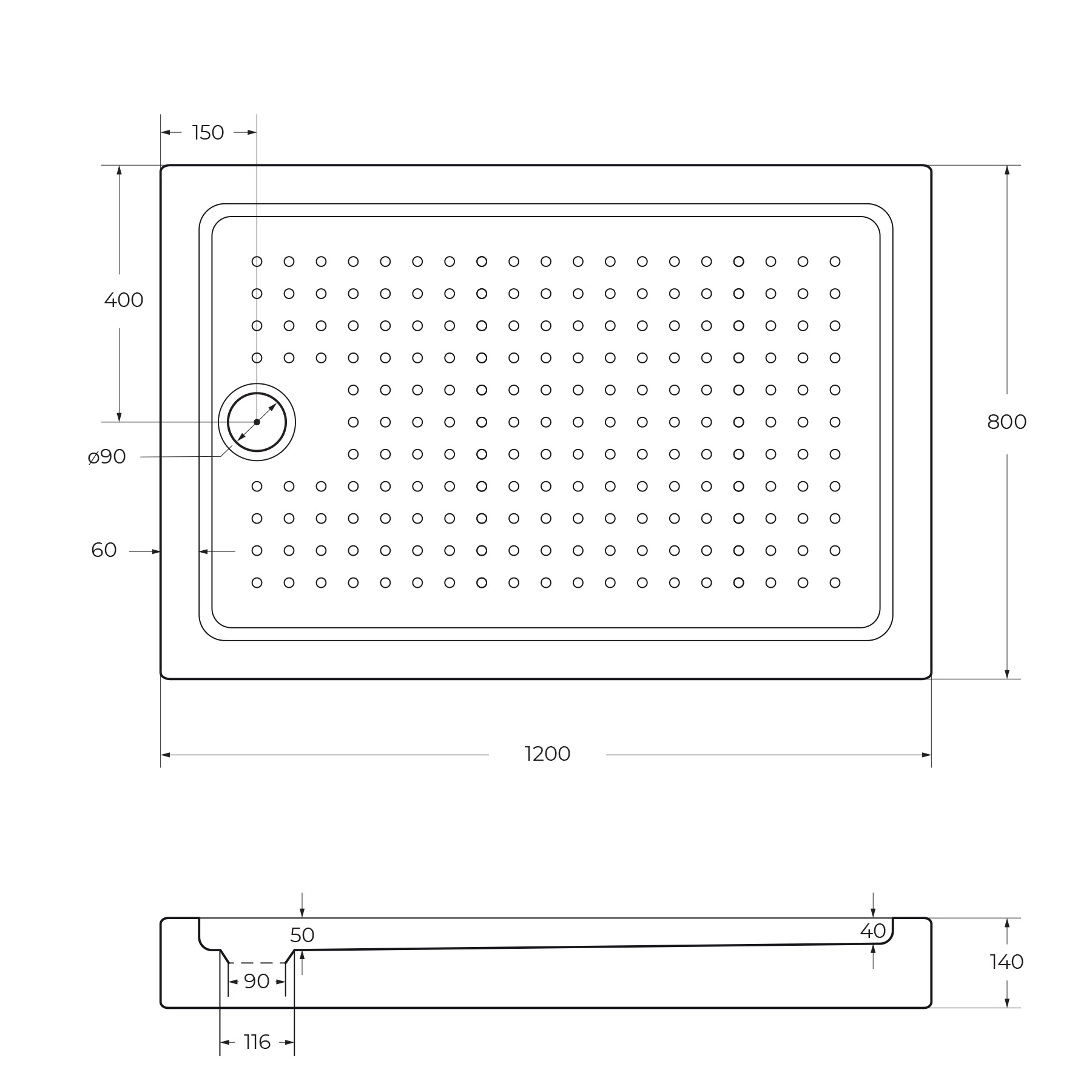 Акриловый поддон CEZARES TRAY-A-AH-120/80-15-W0 - Gidratop.ru изображение