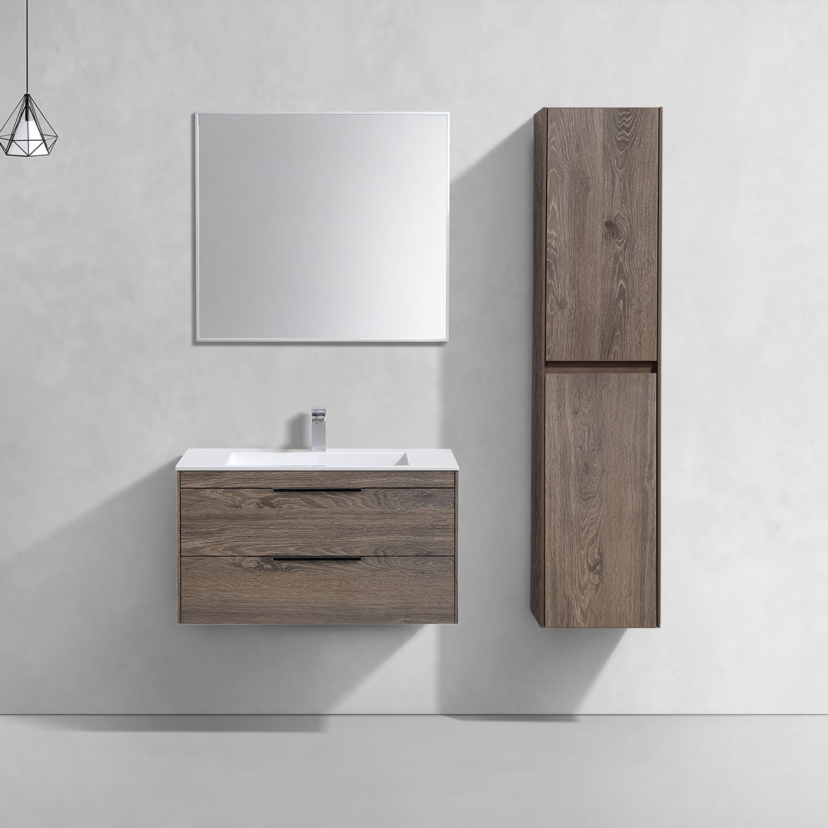 База под раковину Chiara 2D 800 подвесная, 2 выкатных ящика soft-close, R.Oak - Gidratop.ru изображение