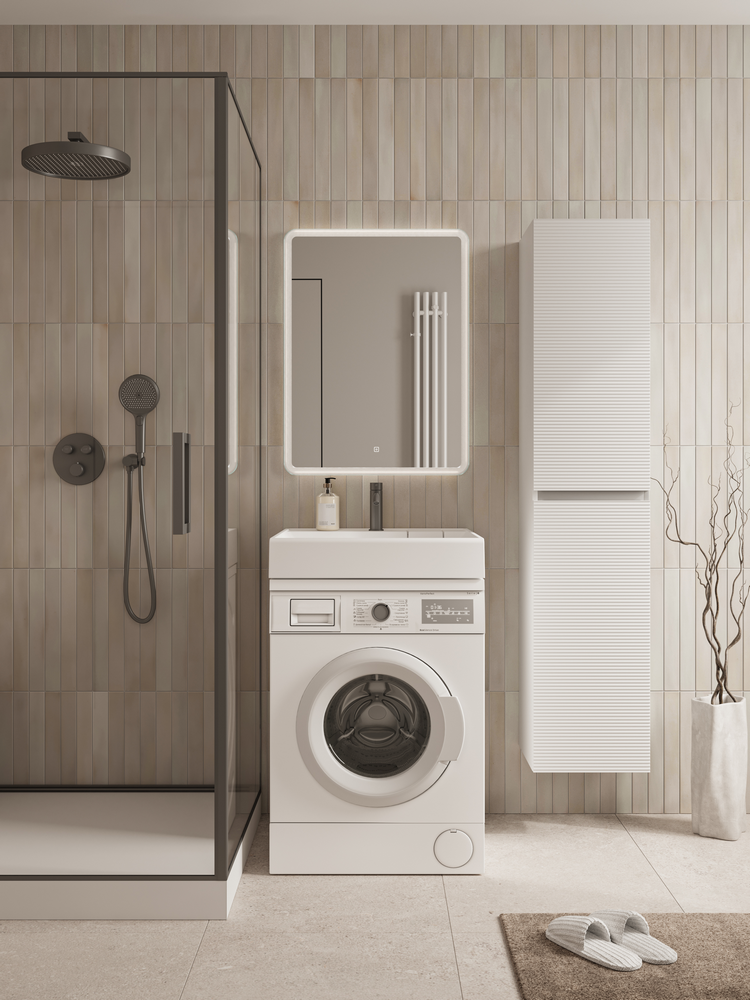 Раковина над стиральной машиной CERAMICANOVA Quattro 600x600x123 мм, с кронштейнами, белый, арт. CN0101 - Gidratop.ru изображение
