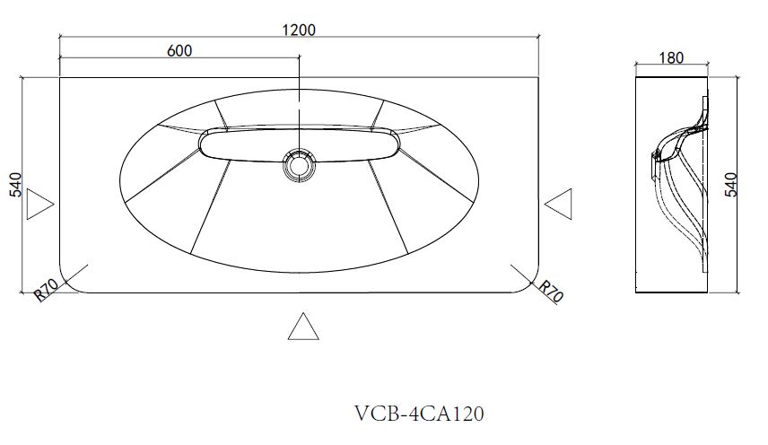 Раковина Caprise VCB-4CA120MWLG, Corian, цвет белый матовый + светло-серый матовый - Gidratop.ru изображение