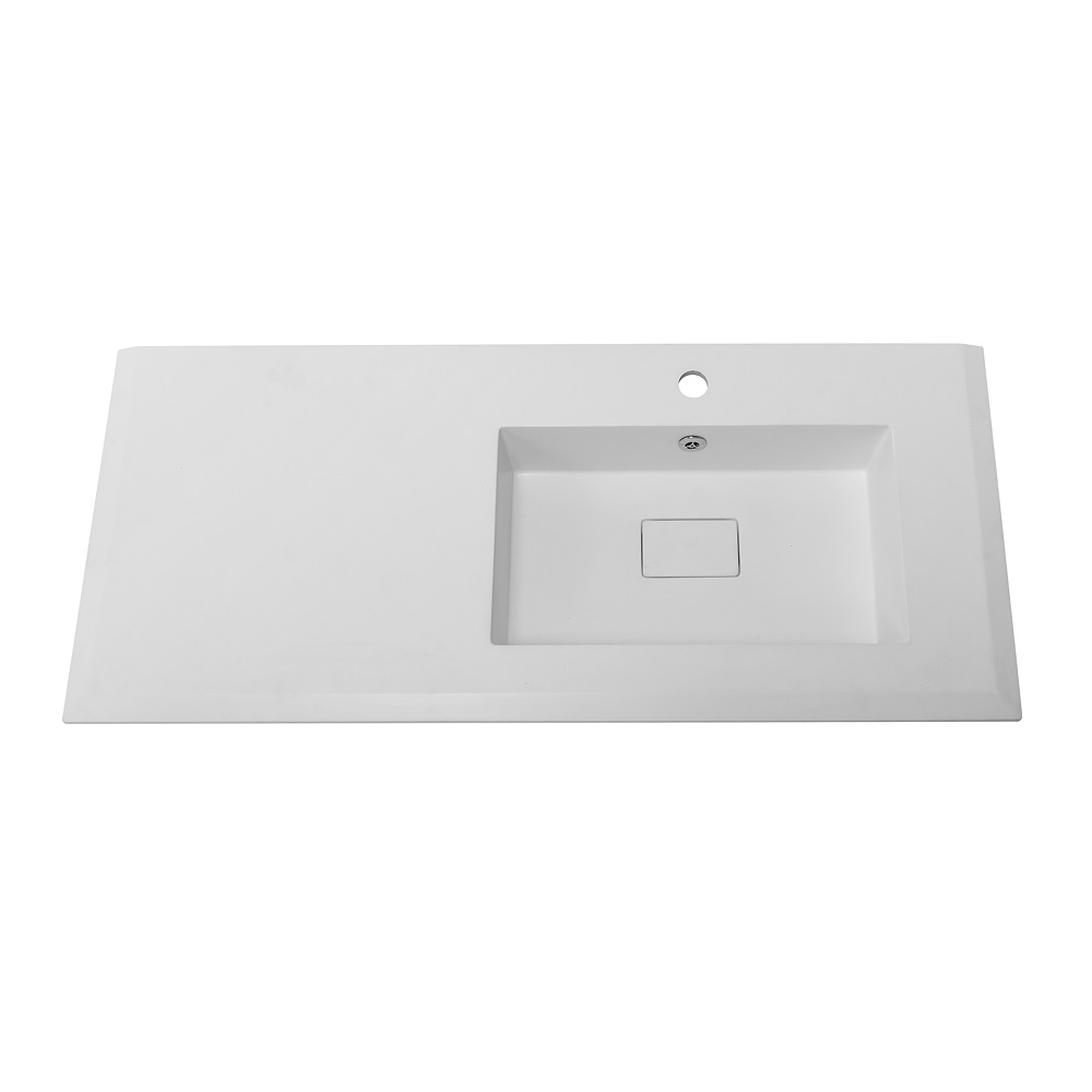 раковина из искусственного мрамора, чаша справа 50214 Bianco opaco, 106x46x1,6 - Gidratop.ru изображение