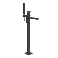 Gessi Rettangolo напольный смеситель для ванны (внешняя часть), с ручным душем и изливом, цвет: Black XL - Gidratop.ru изображение