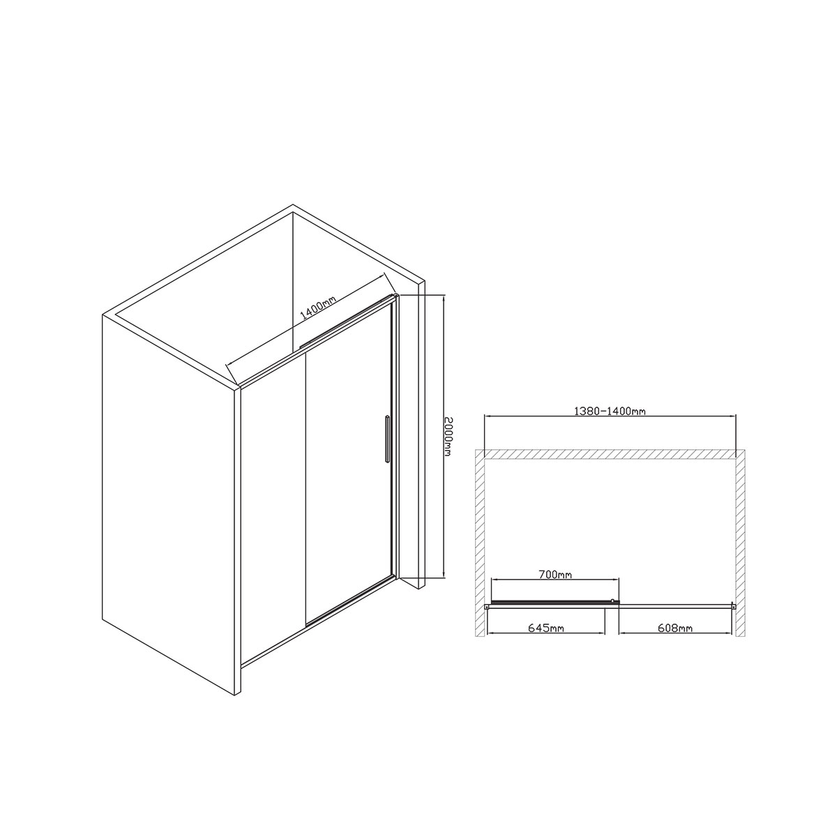 Душевая дверь Slim-U VDS-2SU140CL, 1400, хром, стекло прозрачное - Gidratop.ru изображение