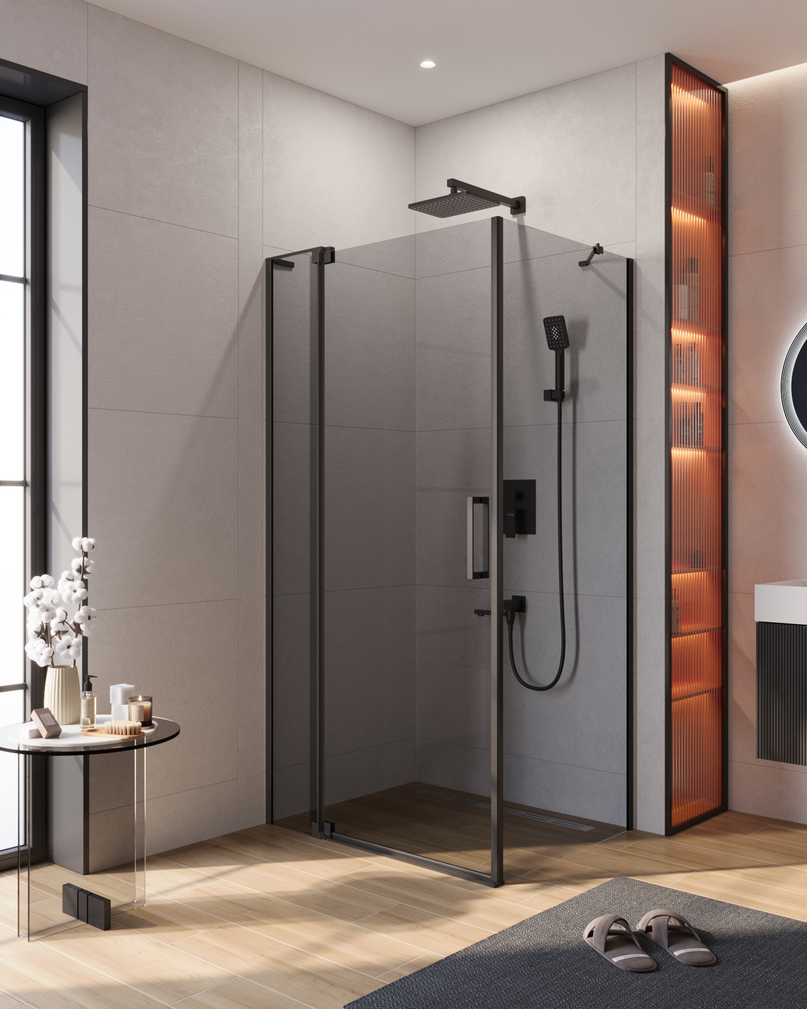 Душевой уголок CEZARES SLIDER-AH-1-80-100/110-GRIGIO-NERO - Gidratop.ru изображение