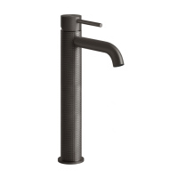 GESSI 316 смеситель для раковины на 1 отверстие, высокий, h=305мм, без донного клапана, излив 123мм, цвет: brushed black metal pvd - Gidratop.ru изображение