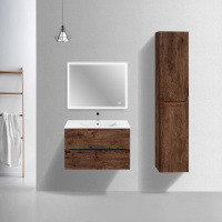 База под керамическую раковину Mia Slim 800 подвесная, 2 выкатных ящика soft close, R.Wood - Gidratop.ru изображение