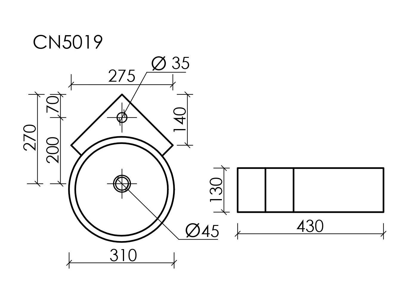 Умывальник подвесной угловой Element 310x430x125мм - Gidratop.ru изображение