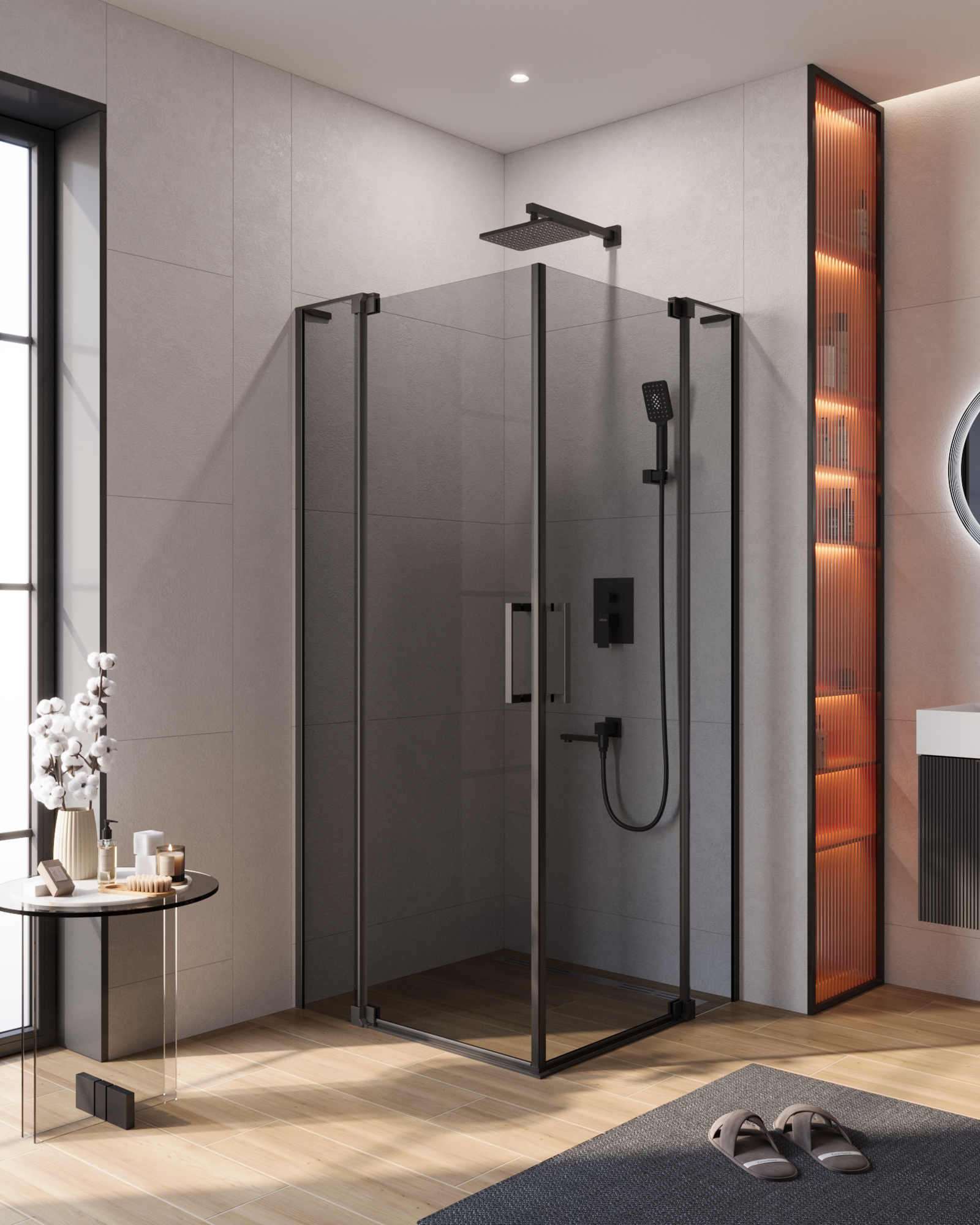 Душевой уголок CEZARES SLIDER-AH-2-90/100-100/110-GRIGIO-NERO - Gidratop.ru изображение