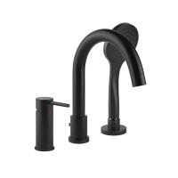 Gessi Emporio Via tortona смеситель для ванны на 3 отверстия с переключателем, изливом и шлангом 1,50м, цвет: Black XL - Gidratop.ru изображение