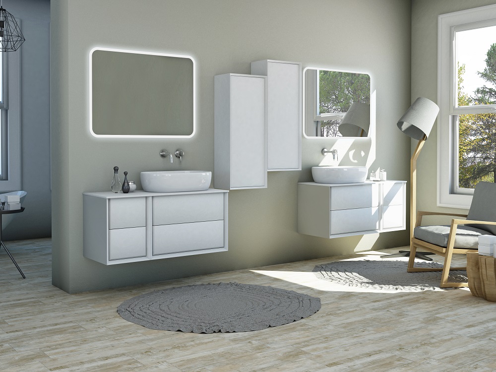 BELLAGIO Шкафчик подвесной совместимый с базой под раковину 54717 Bianco opaco  35x46x48 - Gidratop.ru изображение