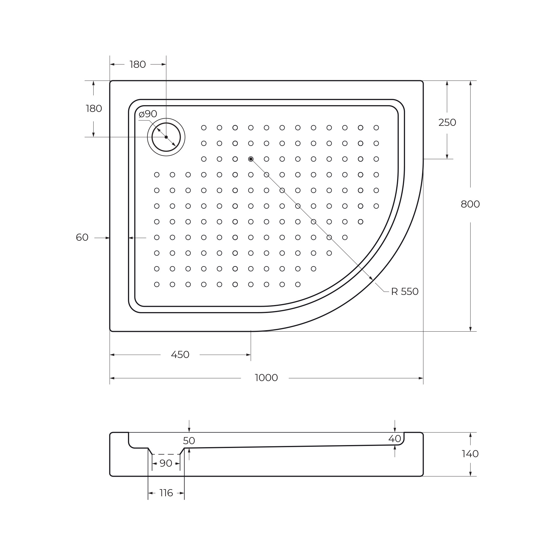 Акриловый поддон CEZARES TRAY-A-RH-100/80-550-15-W-L - Gidratop.ru изображение