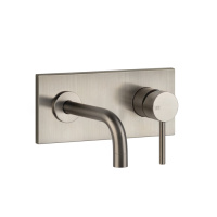 Gessi Emporio Via tortona внешняя часть для настенного смесителя с коротким изливом, без донного клапана, цвет: Finox Brushed Nickel - Gidratop.ru изображение