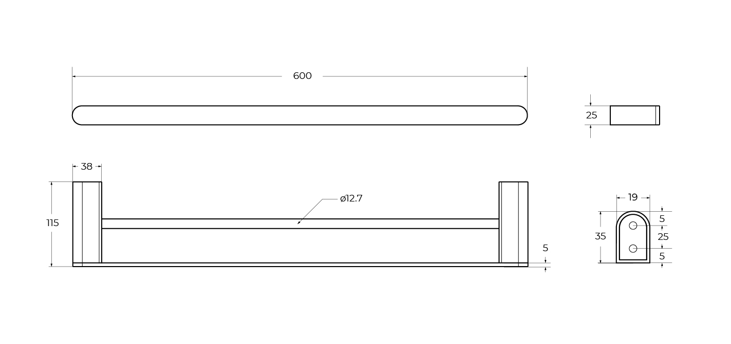 STYLUS-THD-60-BORO Полотенцедержатель двойной 60 см, исполнение брашированное золото - Gidratop.ru изображение
