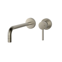 Gessi Emporio Via tortona внешняя часть для настенного смесителя с длинным изливом, без донного клапана, цвет: Finox Brushed Nickel - Gidratop.ru изображение